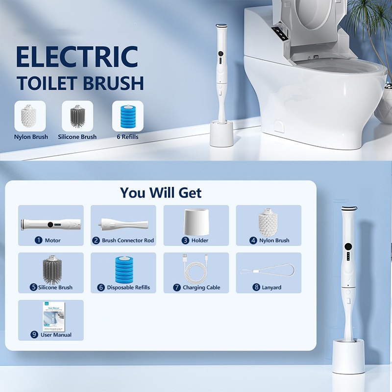 Toilet Brush Holder - Electric Toilet Brush and Holder Set