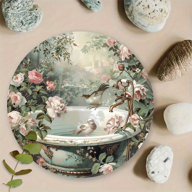 Home Bathroom Tub - Room Decor 1pc Vintage Floral Bird