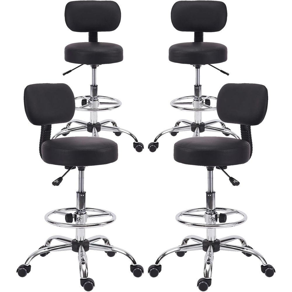 Home Kitchen & Bathroom - Adjustable Swivel Bar Stool with Backrest,