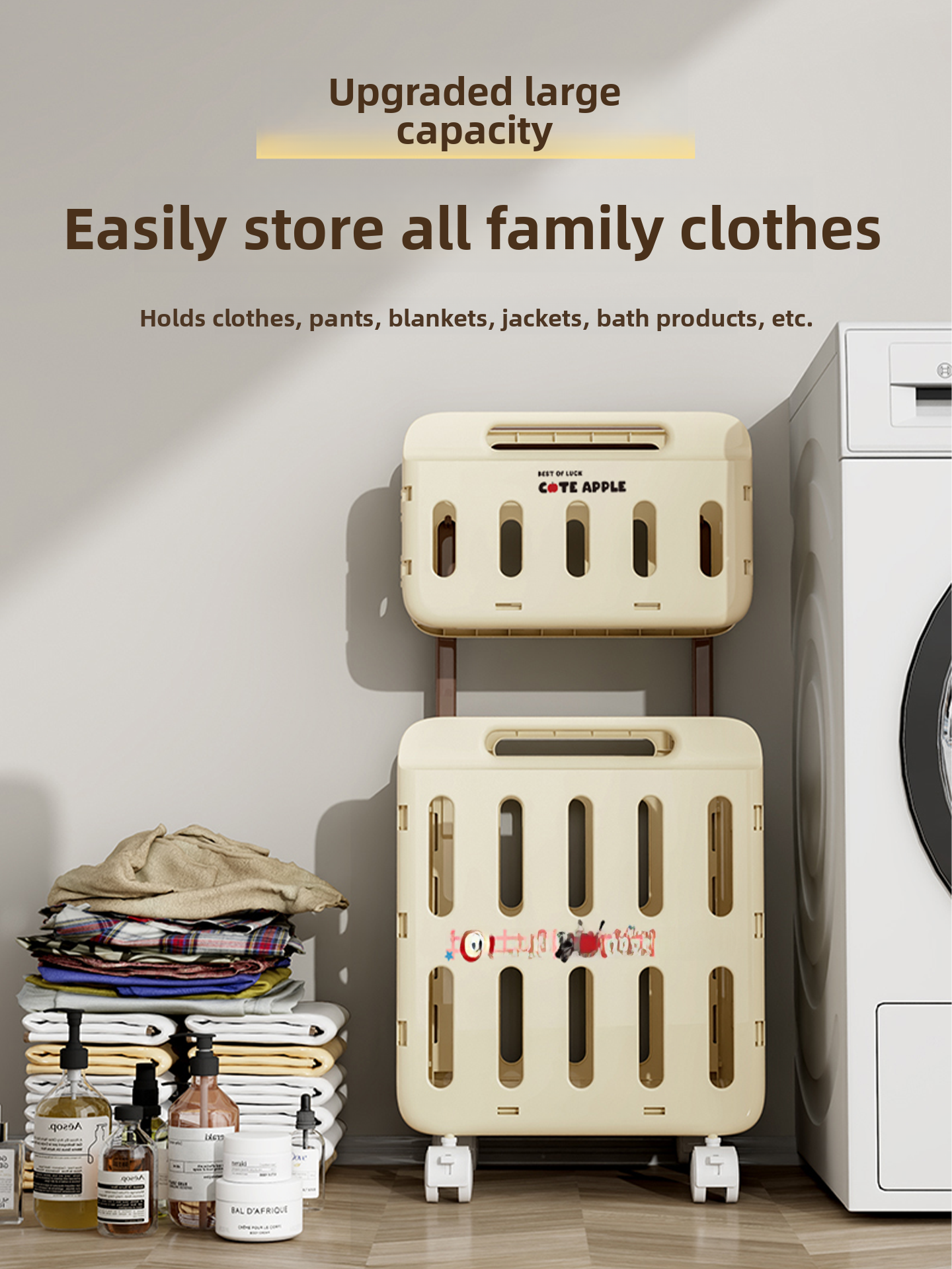Home Essentials Bathroom Organizer - Home Use Laundry Hamper Wall Mounted