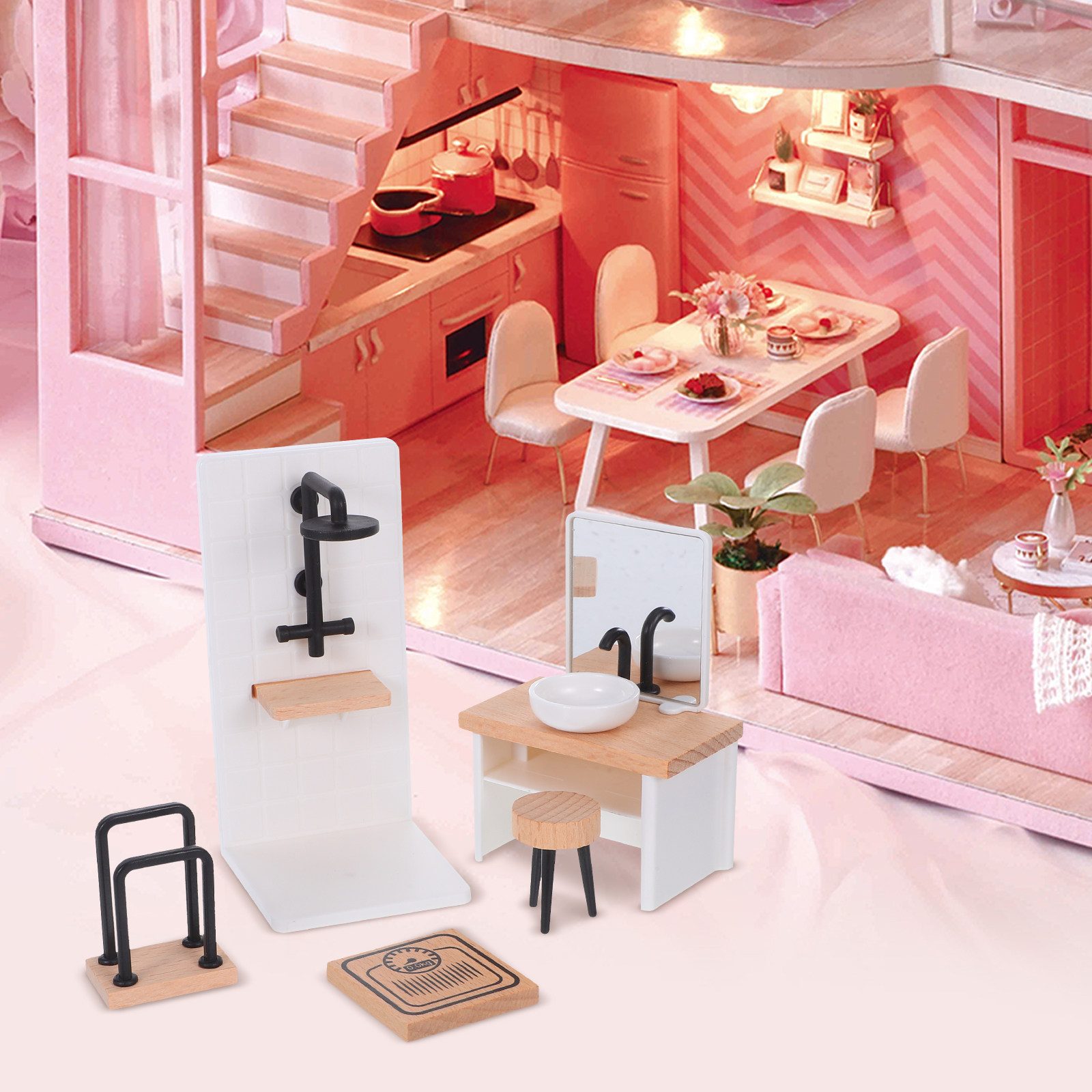 Home Bathroom Sink - 1Set Dollhouse Bathroom Decor: Realistic 1:12