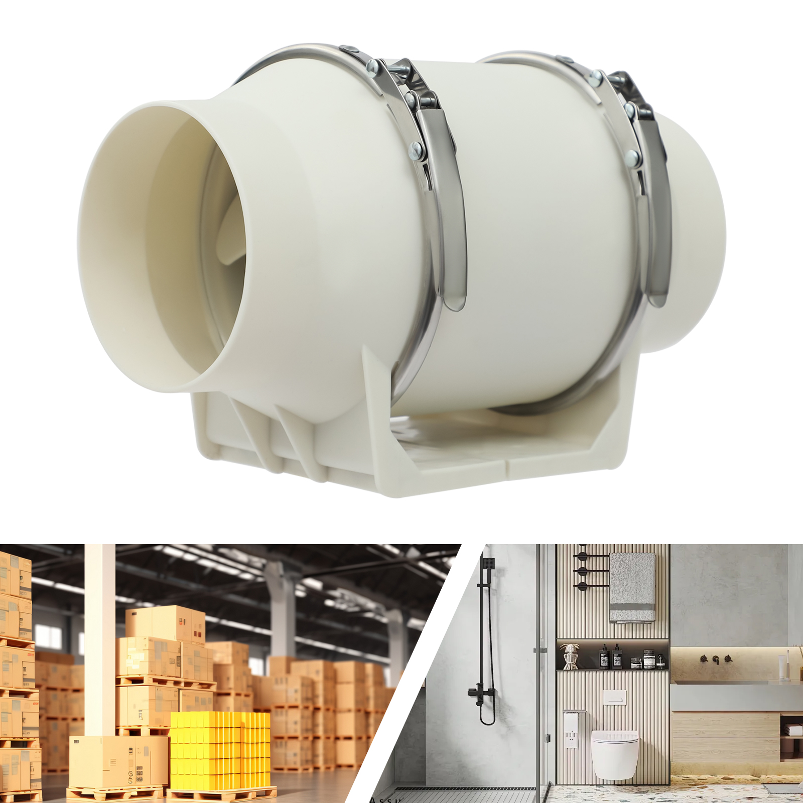 Home Bathroom Ventilation - 35W 110V Inline Duct Fan 220m³/h