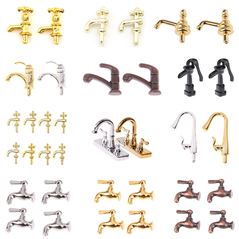 Home Kitchen Bathroom Marketing - 1/2/4/12PCS 1:12 Miniature Metal/Plastics Water Tap