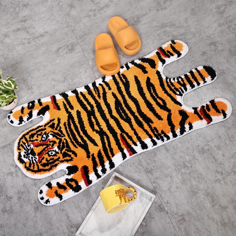 Home Bathroom Tub - VIKAMA Cartoon Tiger Bathroom Mat Non-slip