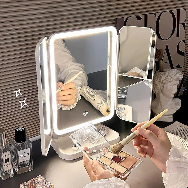 Home Goods Bathroom Mirrors - Dual Door 3-Fold Makeup Mirror with