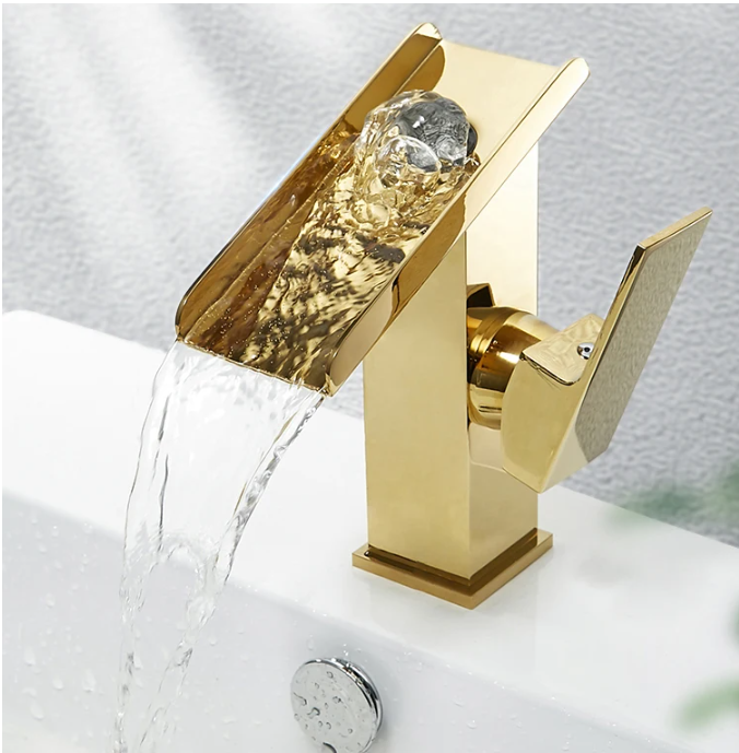 Becola Gold Brass Waterfall Wa - Home Bathroom Wash Basin avaliação e preço