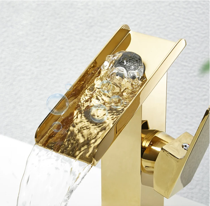 Becola Gold Brass Waterfall Wa - Home Bathroom Wash Basin avaliação e preço