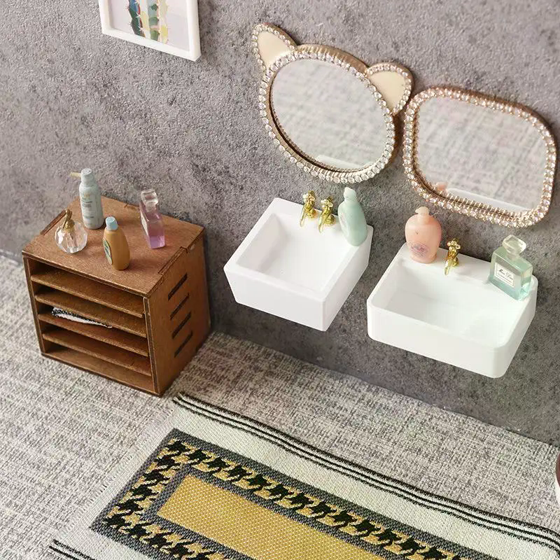 1/12 Dollhouse Mini Bathroom S - Home Bathroom Wash Basin avaliação e preço