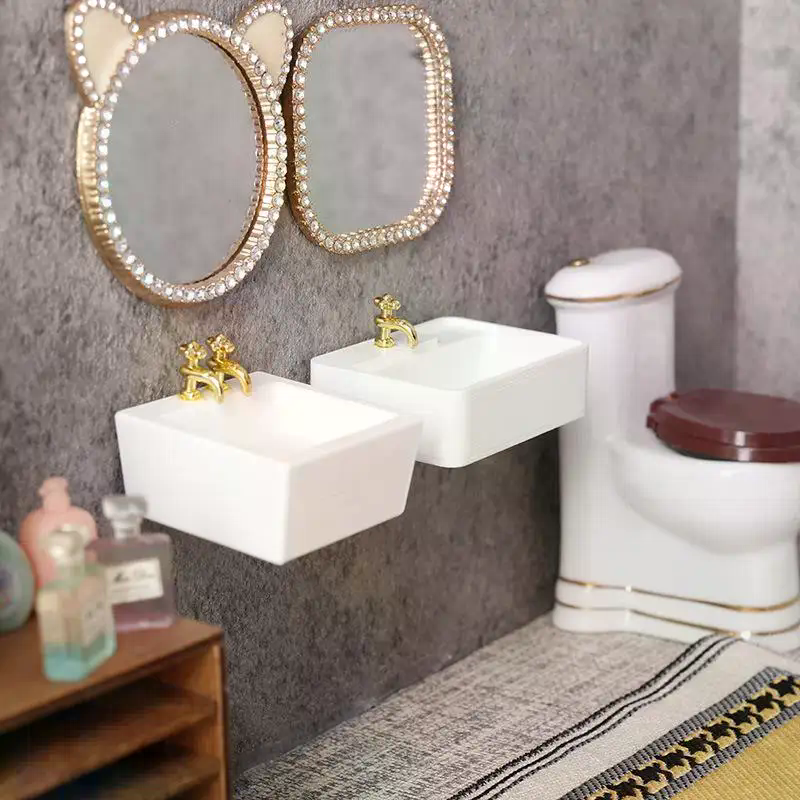 1/12 Dollhouse Mini Bathroom S - Home Bathroom Wash Basin avaliação e preço