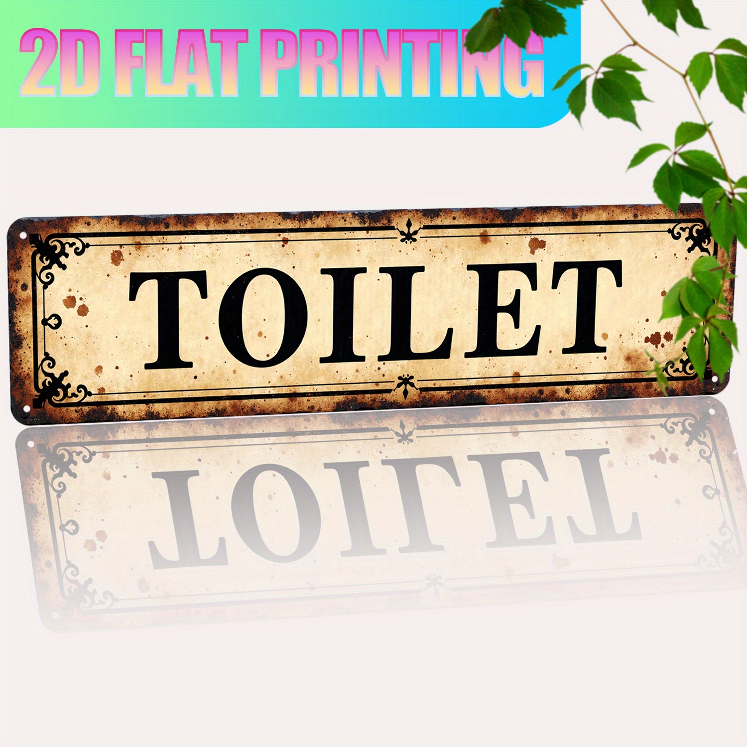 2D Flat, Vintage Aluminum Wall - Home Bathroom Wall Art avaliação e preço