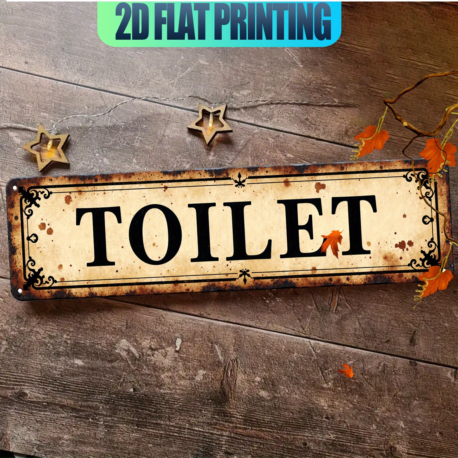 2D Flat, Vintage Aluminum Wall - Home Bathroom Wall Art avaliação e preço