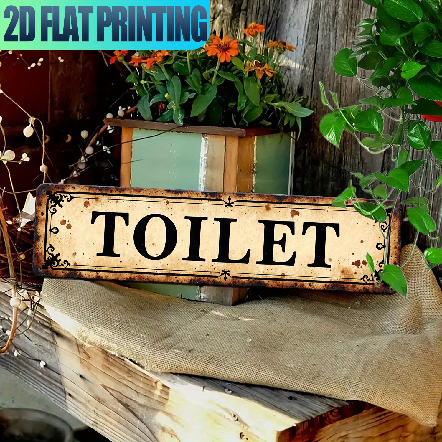 2D Flat, Vintage Aluminum Wall - Home Bathroom Wall Art avaliação e preço