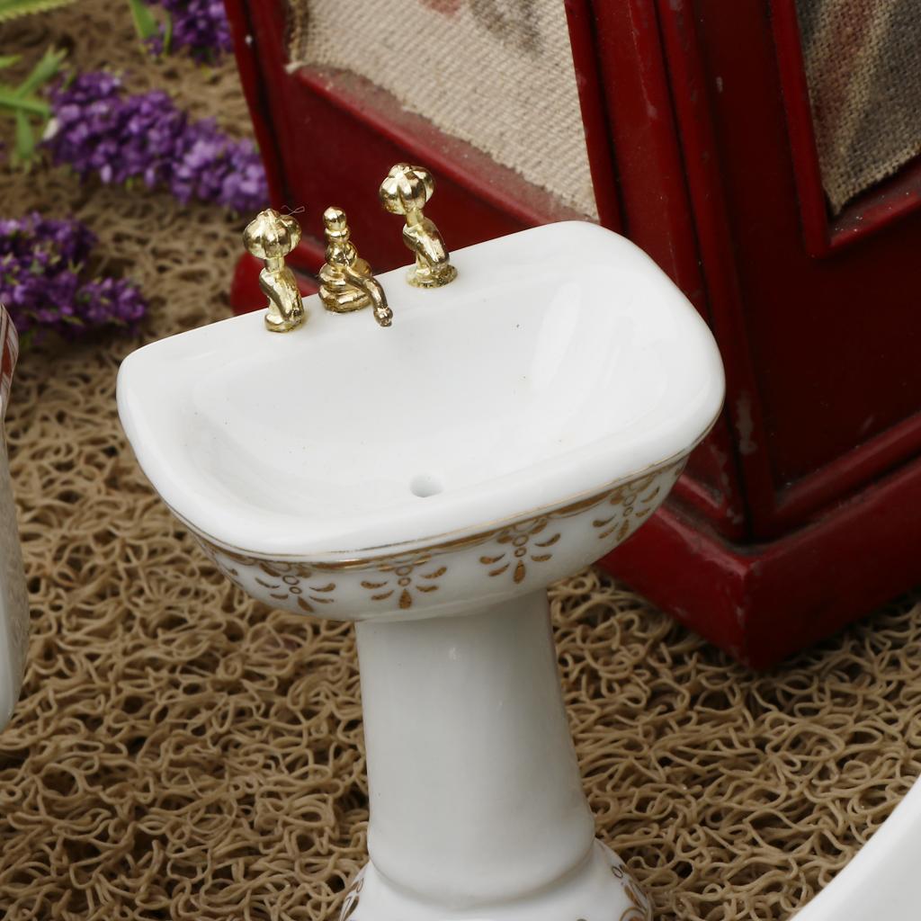Ceramic Dollhouse Bathroom Set - Home Bathroom Sink avaliação e preço