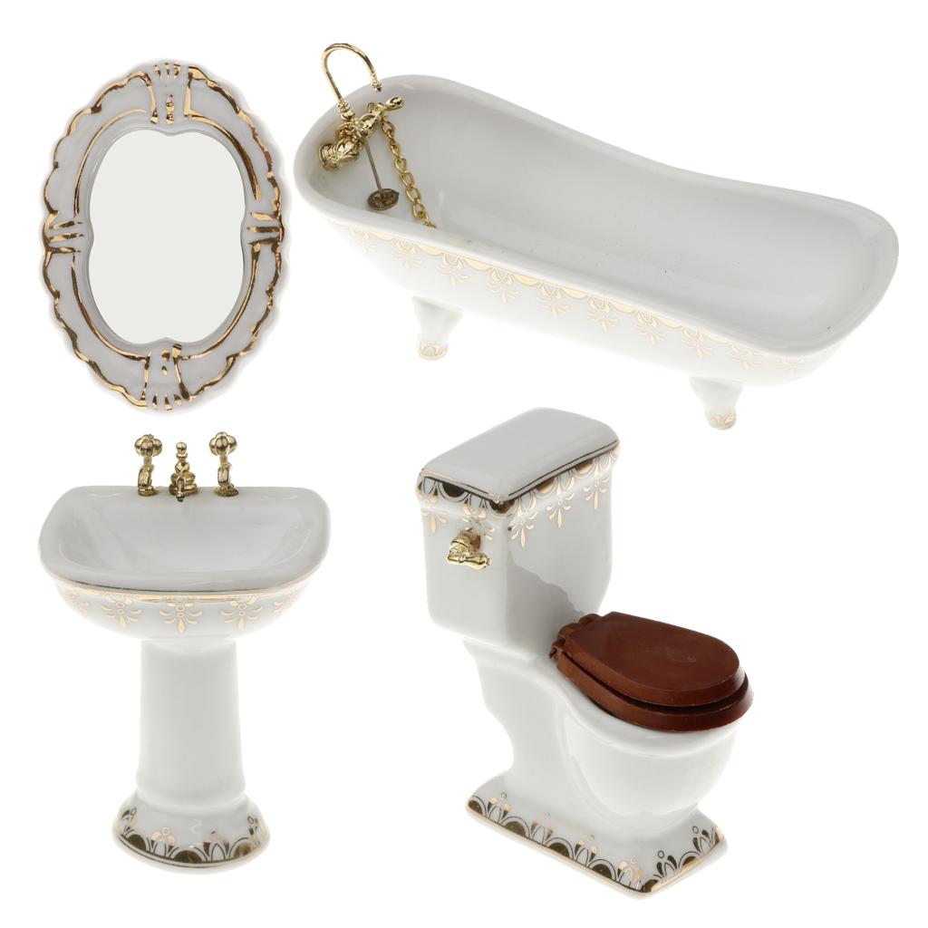Ceramic Dollhouse Bathroom Set - Home Bathroom Sink avaliação e preço