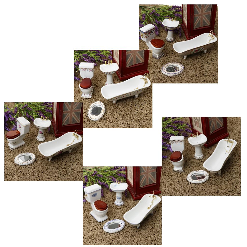 Ceramic Dollhouse Bathroom Set - Home Bathroom Sink avaliação e preço