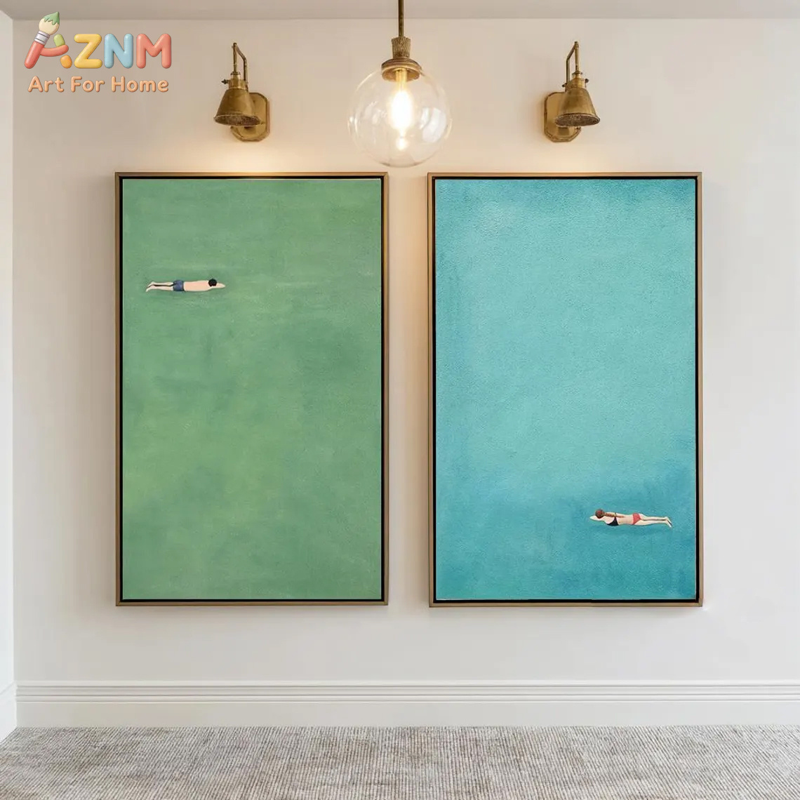 AZNM Minimalist Swimmer Canvas - Home Bathroom Pictures avaliação e preço