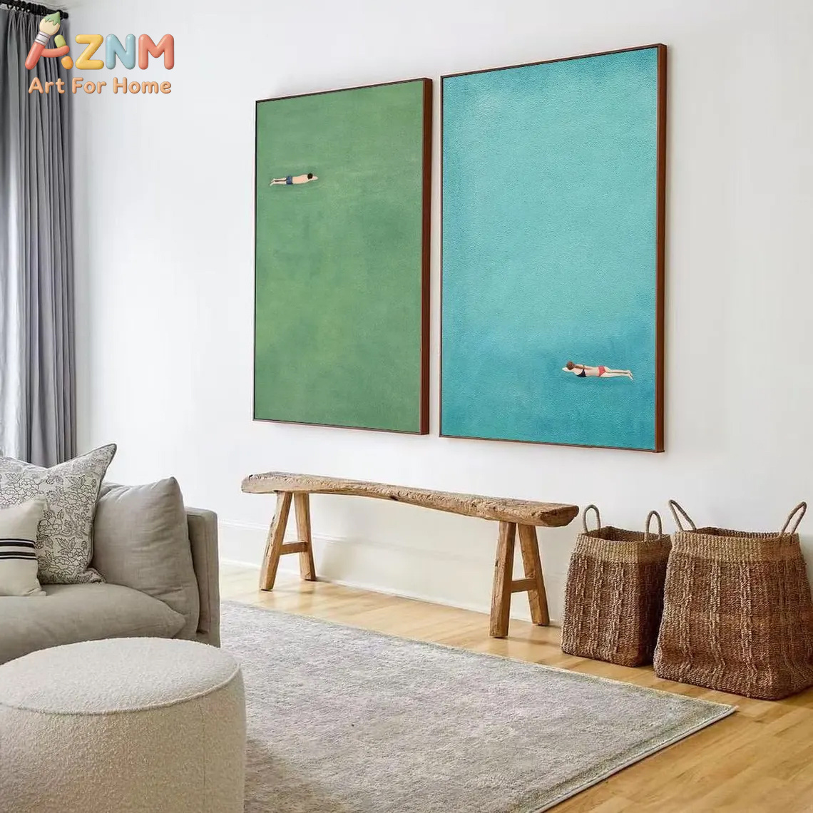 AZNM Minimalist Swimmer Canvas - Home Bathroom Pictures avaliação e preço