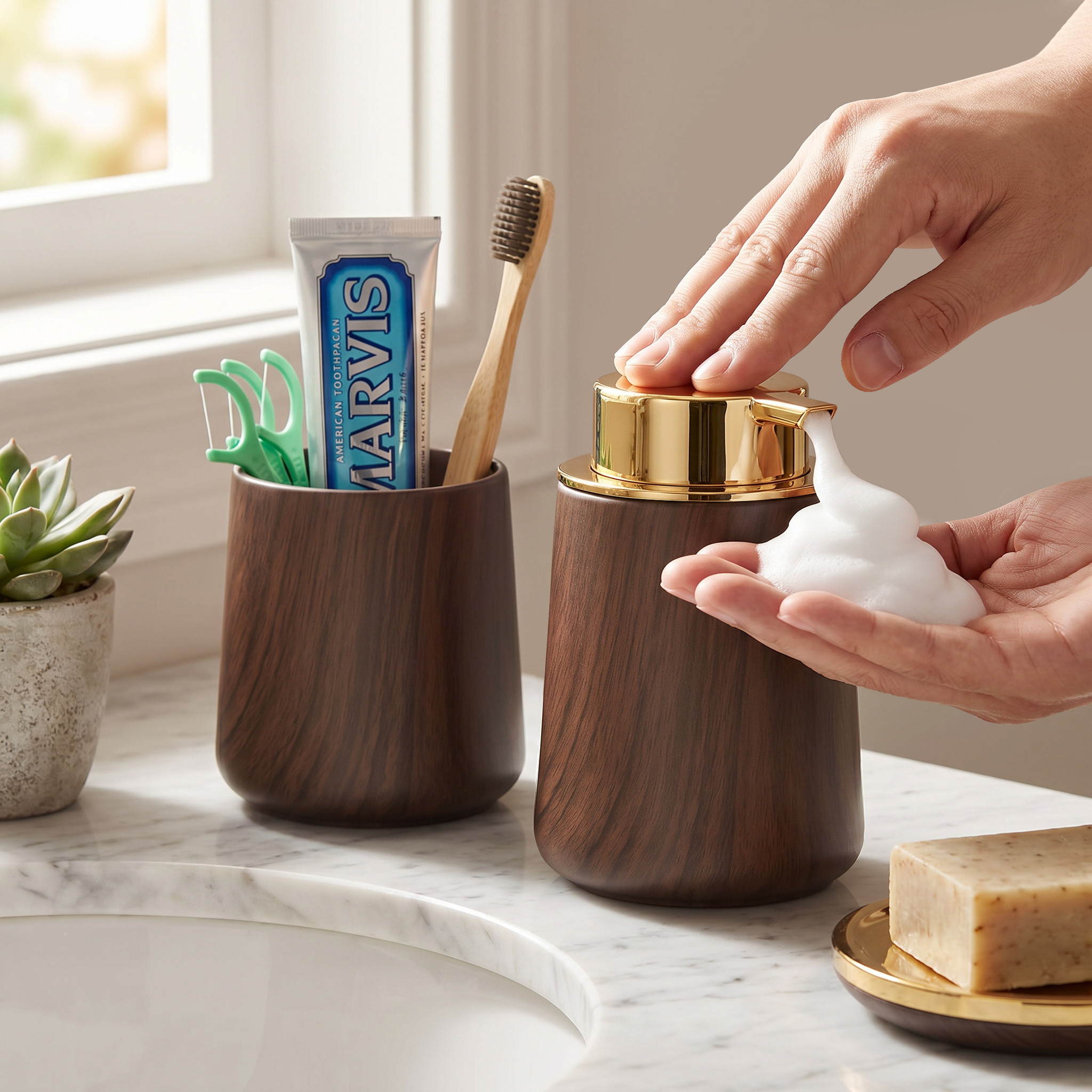 Elegant Hand Soap Dispenser an - Home Essentials Bathroom Organizer avaliação e preço
