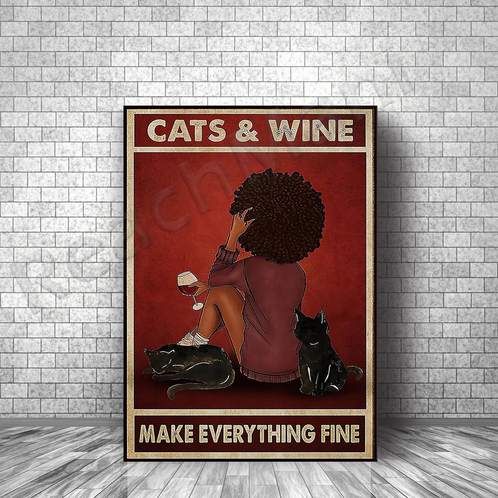 African girl cats and wine mak - Home Goods Bathroom Mirrors avaliação e preço