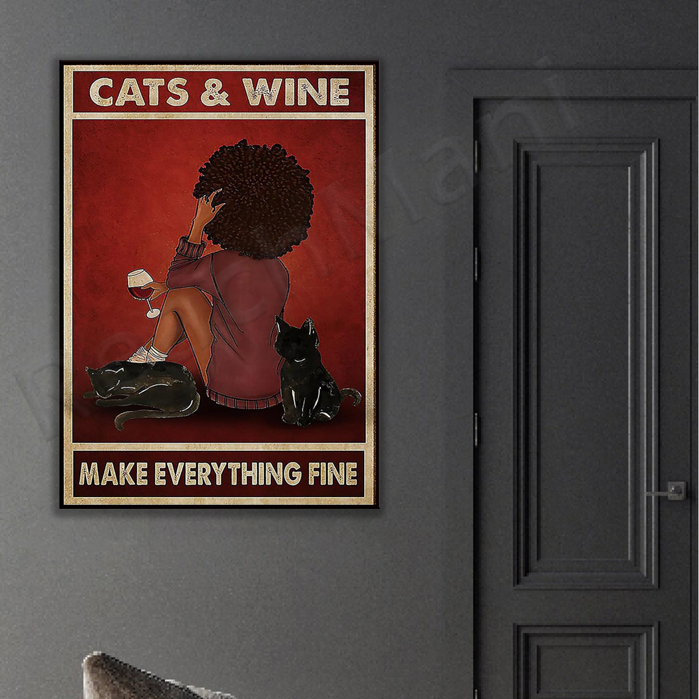 African girl cats and wine mak - Home Goods Bathroom Mirrors avaliação e preço