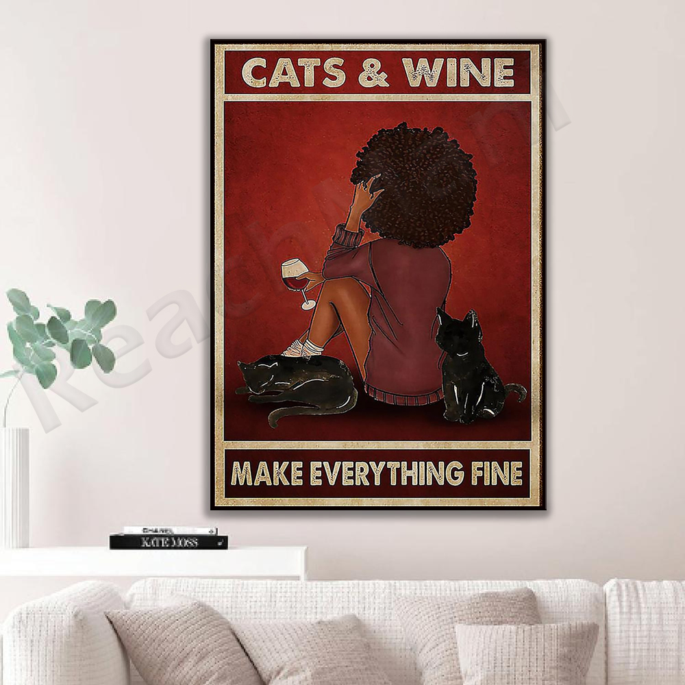 African girl cats and wine mak - Home Goods Bathroom Mirrors avaliação e preço