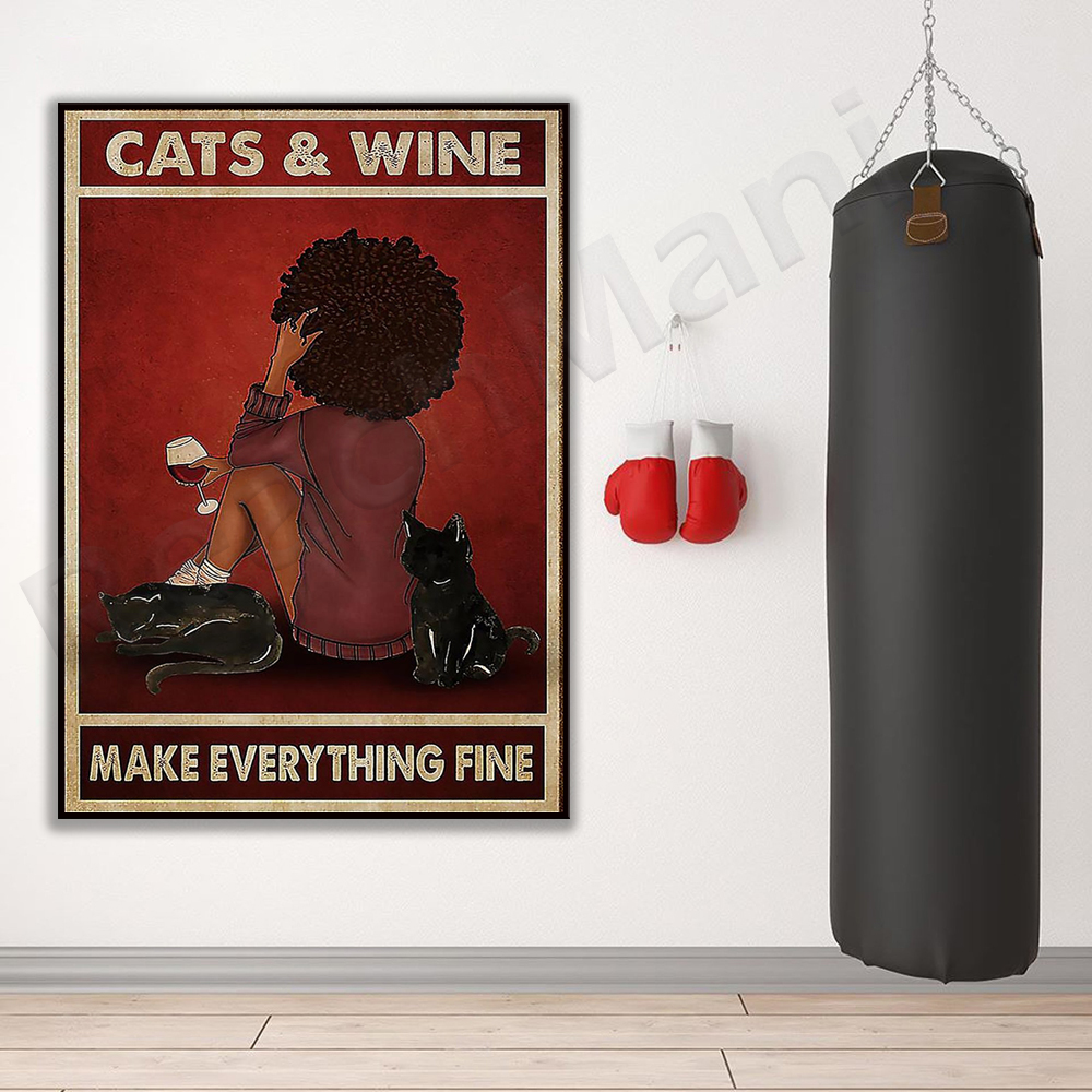 African girl cats and wine mak - Home Goods Bathroom Mirrors avaliação e preço