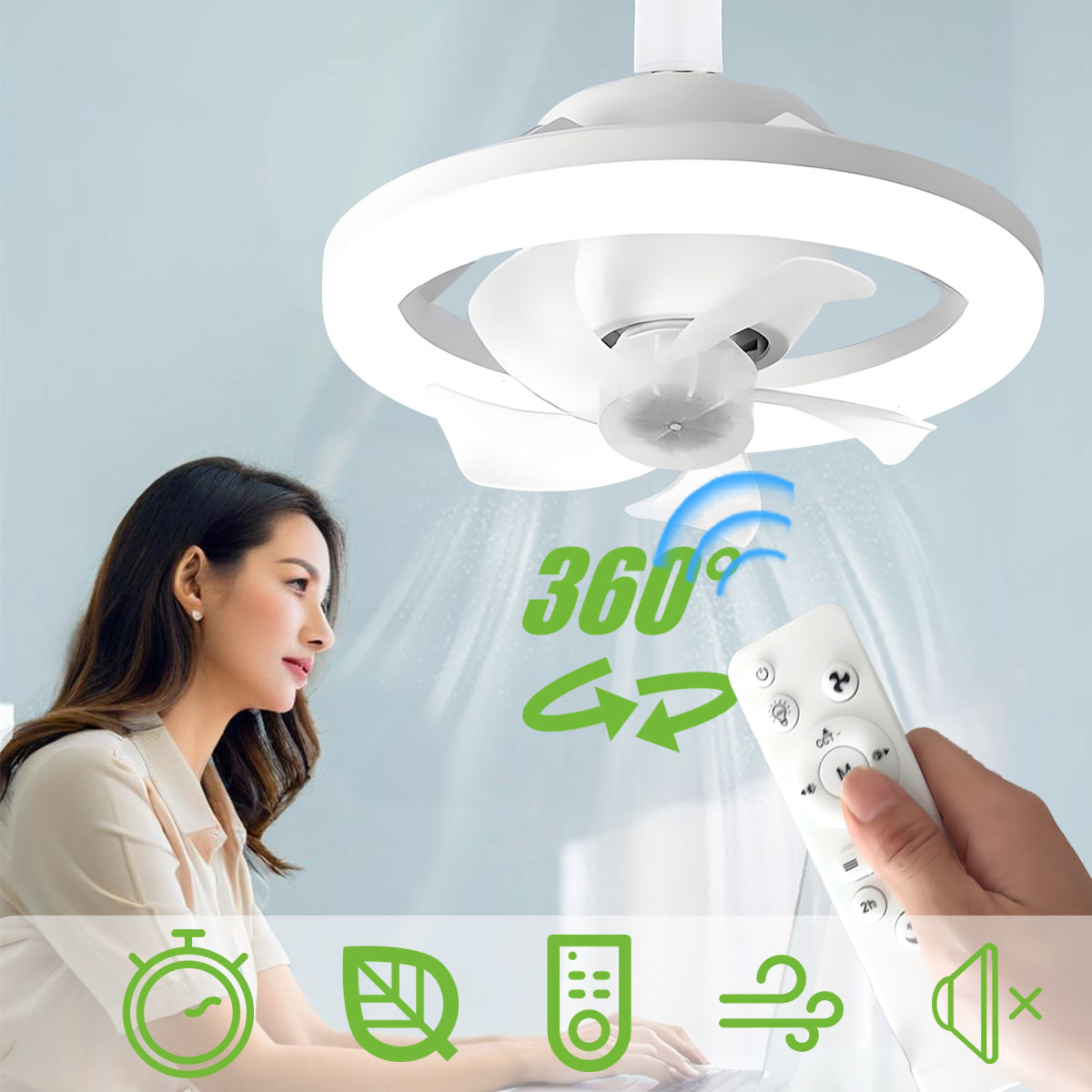 360°Rotating E27 Ceiling Fan B - Home Bathroom Ventilation avaliação e preço