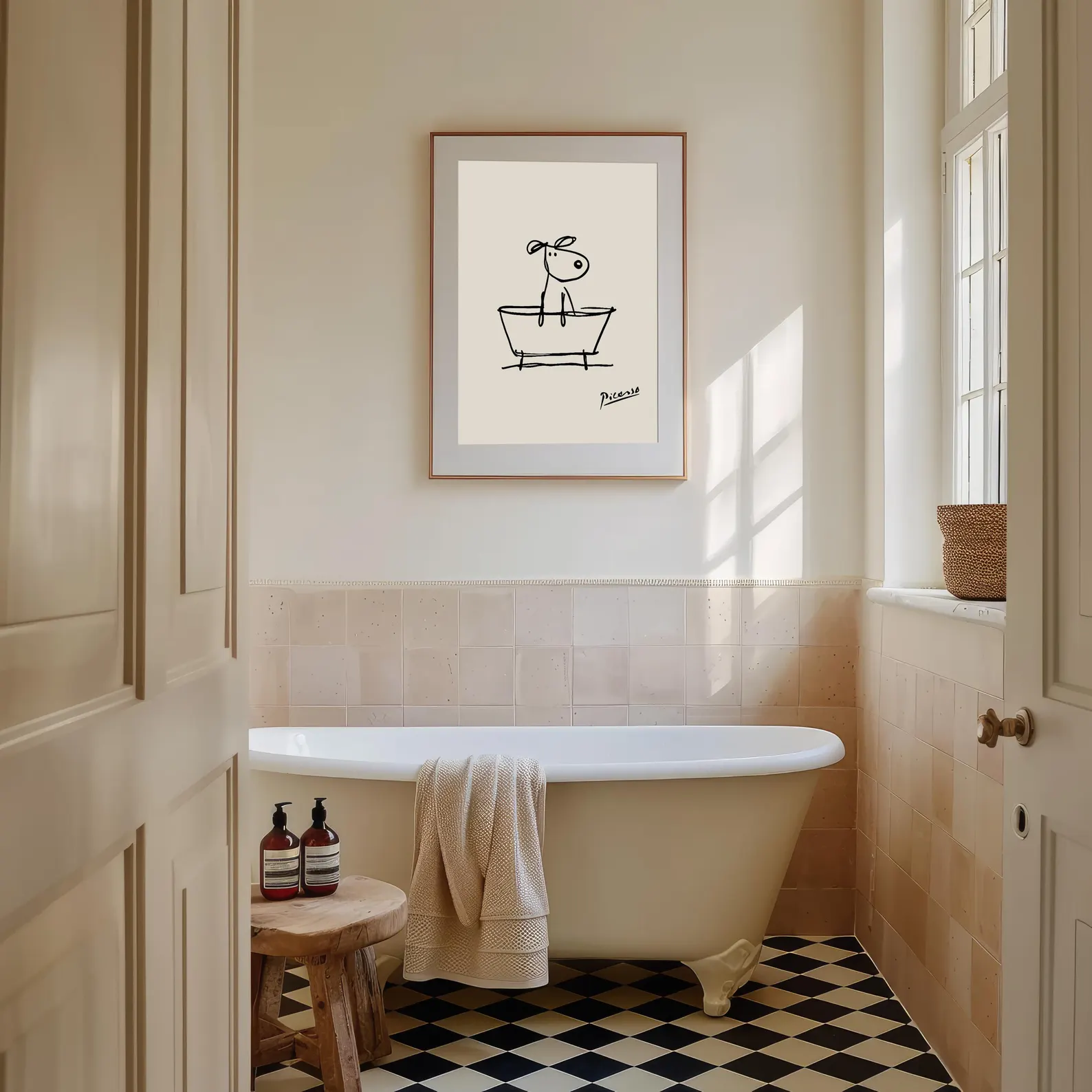 Dog in a Bathtub Wall Art Prin - Home Bathroom Pictures avaliação e preço