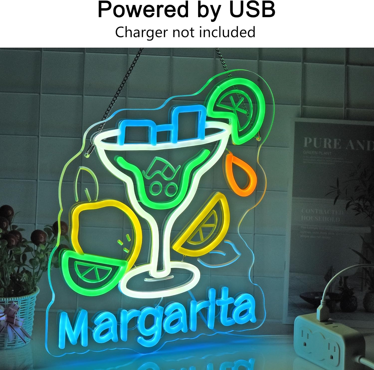 Margarita Neon Sign Wall Art D - Home Kitchen & Bathroom avaliação e preço
