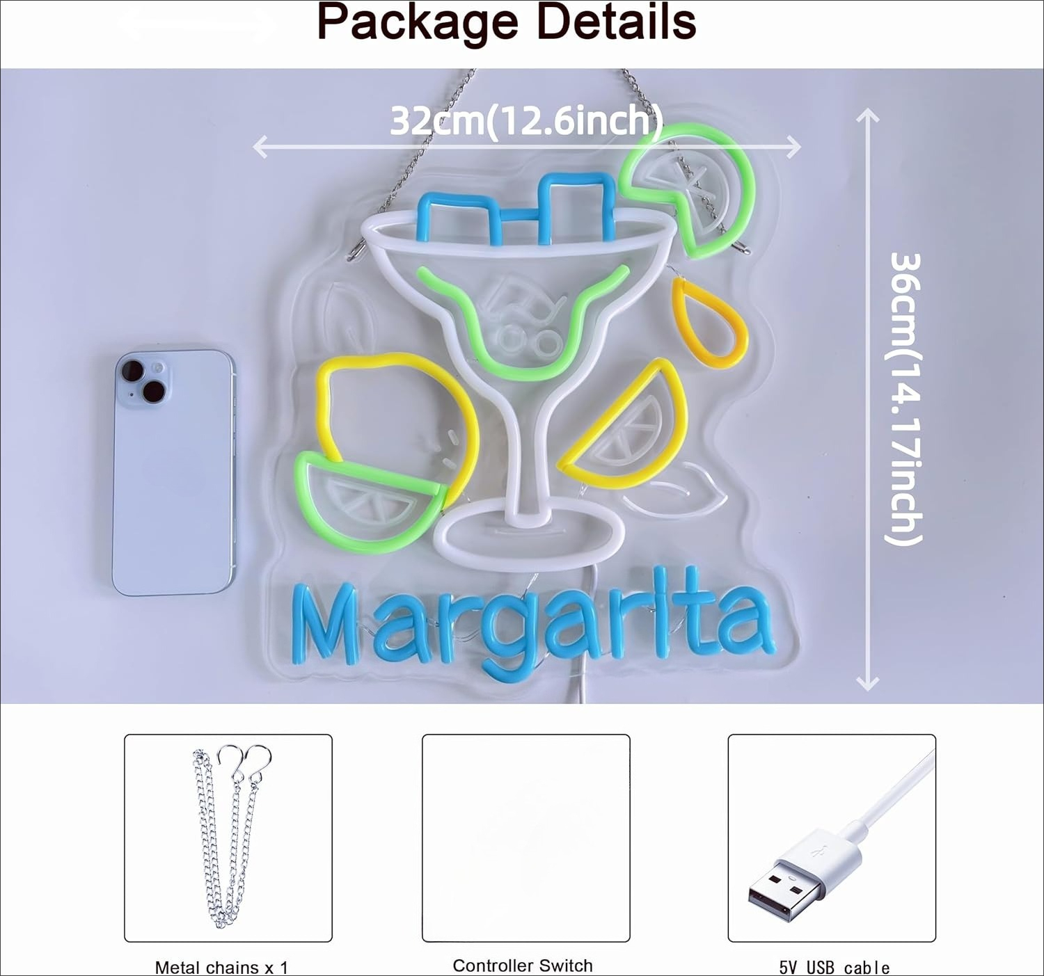 Margarita Neon Sign Wall Art D - Home Kitchen & Bathroom avaliação e preço