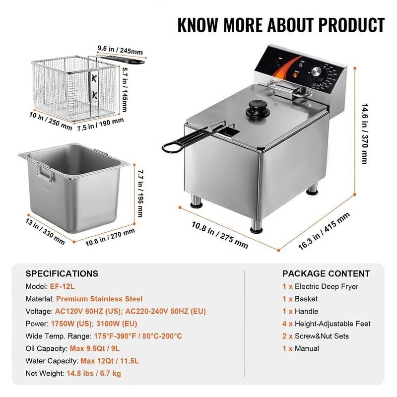 Tabletop Frying Machine 12Qt / - Home Kitchen & Bathroom avaliação e preço