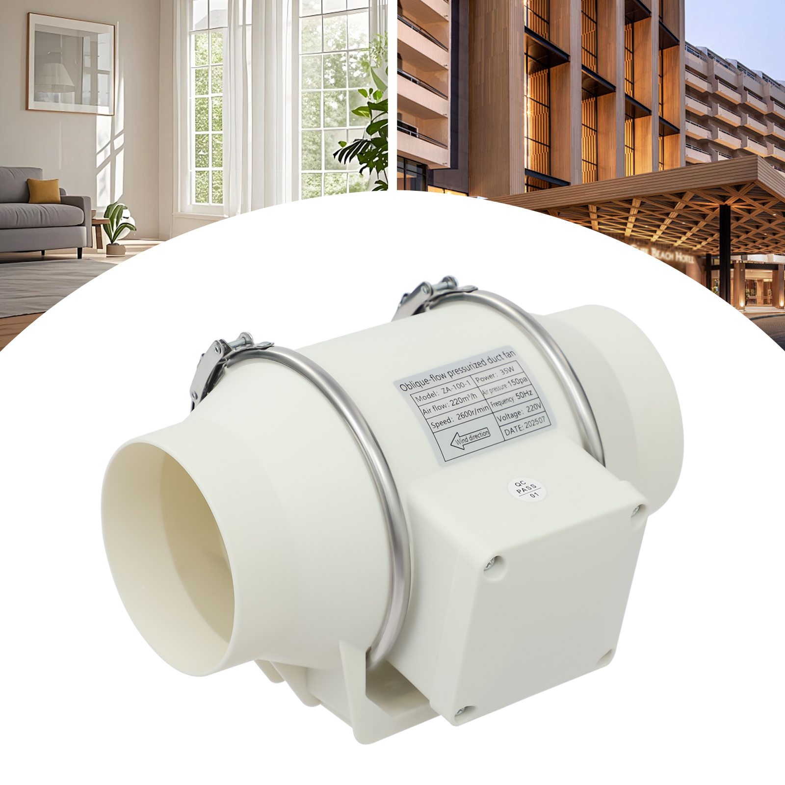 35W 110V Inline Duct Fan 220m³ - Home Bathroom Ventilation avaliação e preço