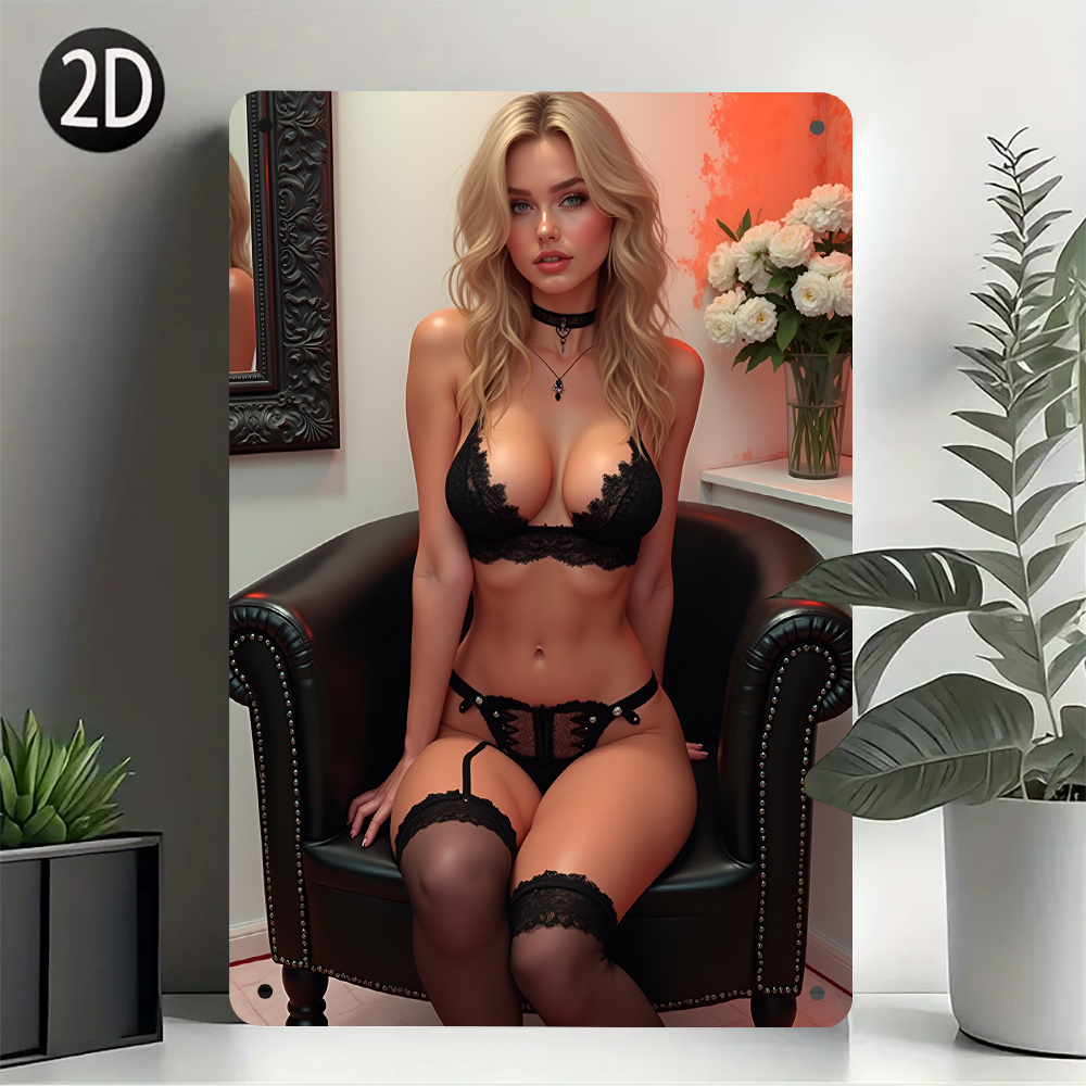 Vintage Sexy Lady Metal Tin Si - Home Bathroom Wall Art avaliação e preço