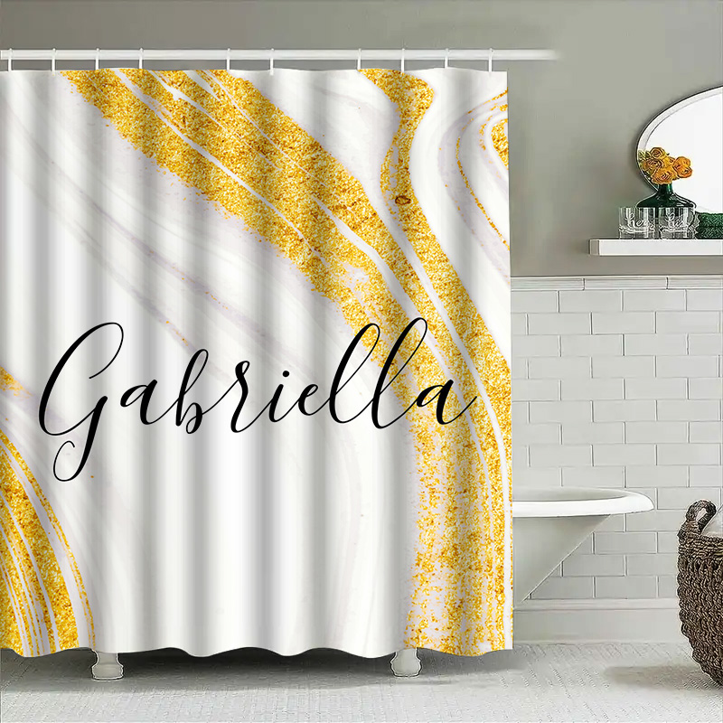 Gold Marble Shower Curtain Per - Home Bathroom Name avaliação e preço