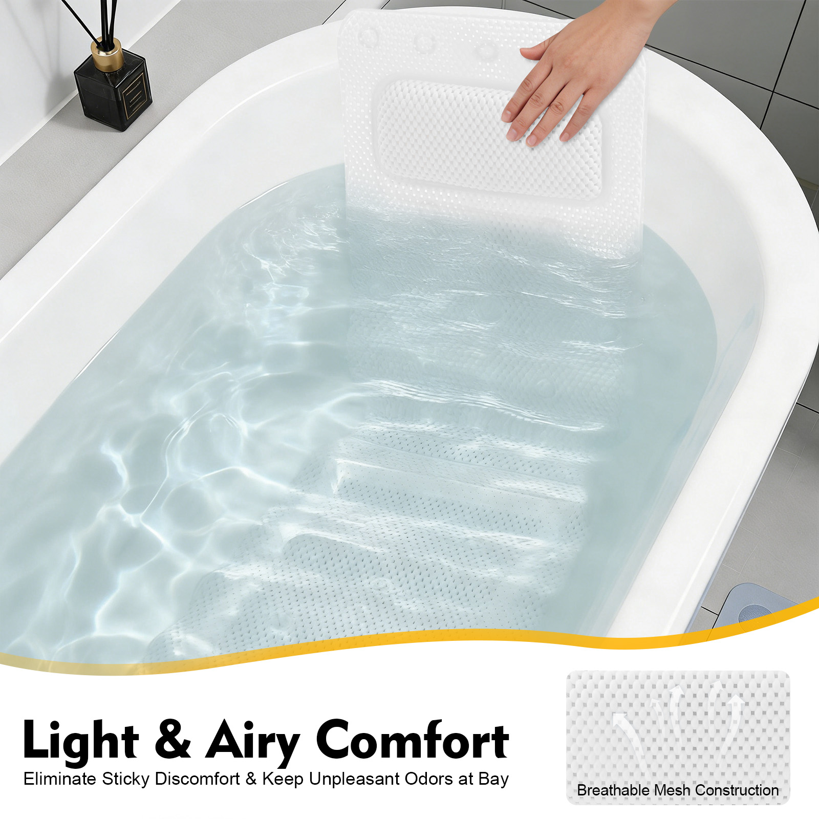 Bathtub Mat with Pillow, PVC F - Home Bathroom Tub avaliação e preço