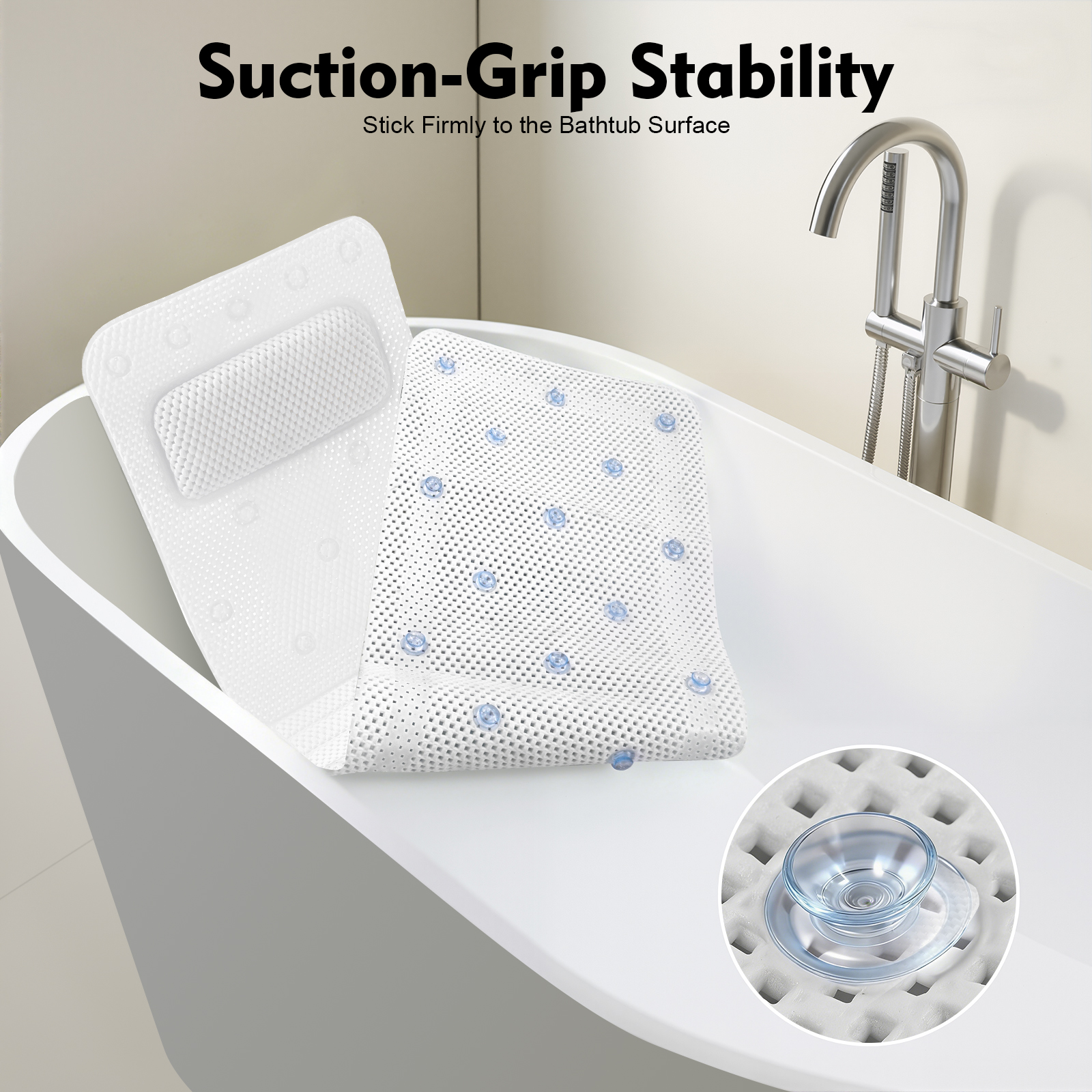 Bathtub Mat with Pillow, PVC F - Home Bathroom Tub avaliação e preço