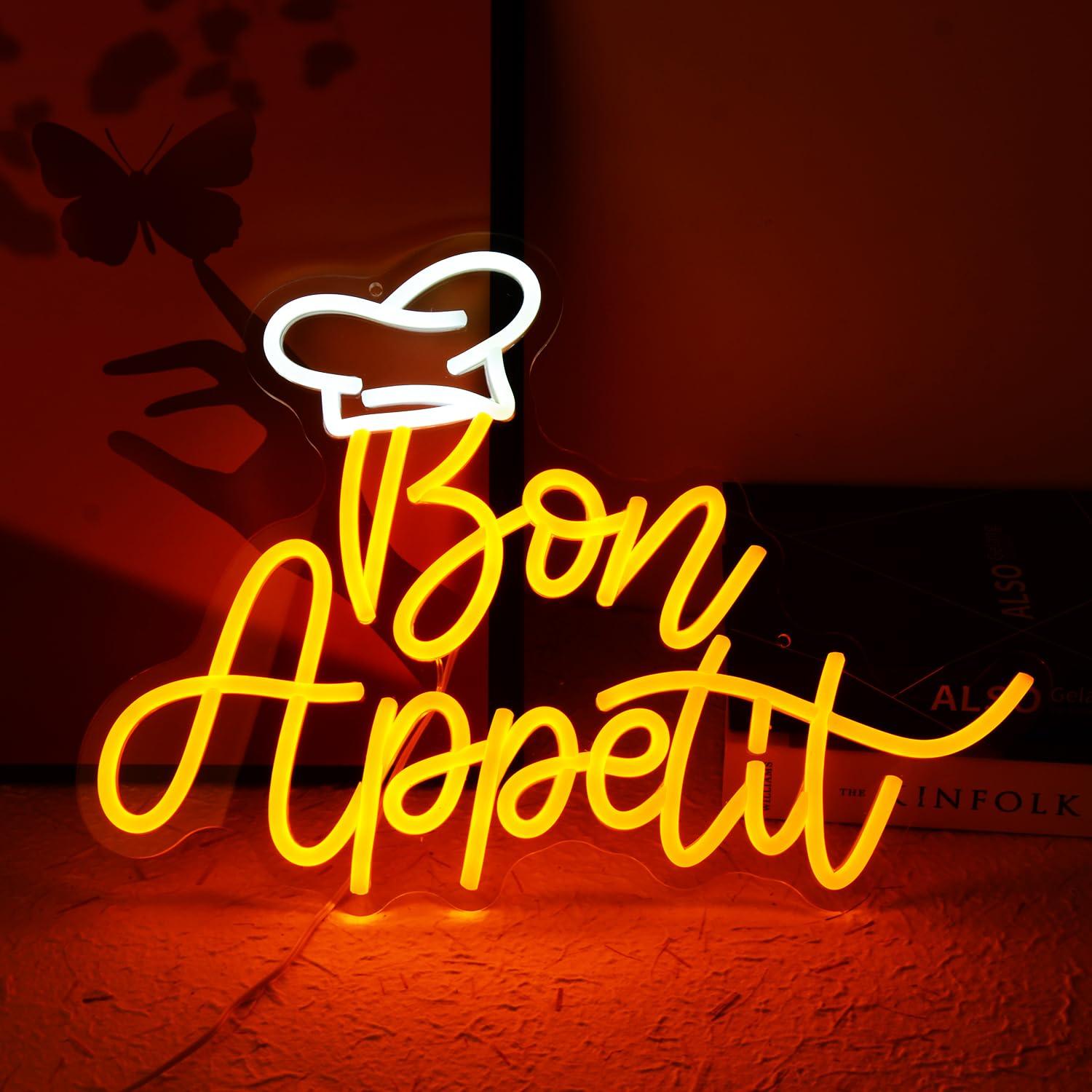 Bon Appetit Chef Hat Neon Sign - Home Kitchen & Bathroom avaliação e preço