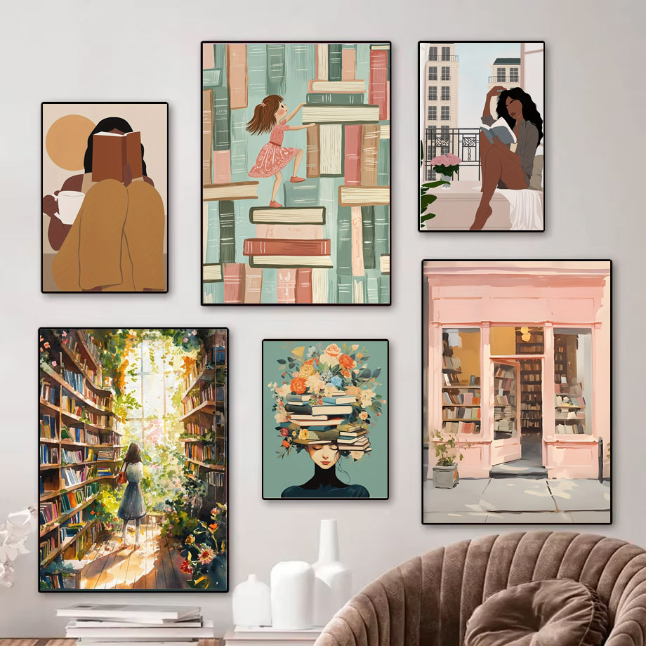 1pc Vintage Library Bookshop C - Home Bathroom Pictures avaliação e preço