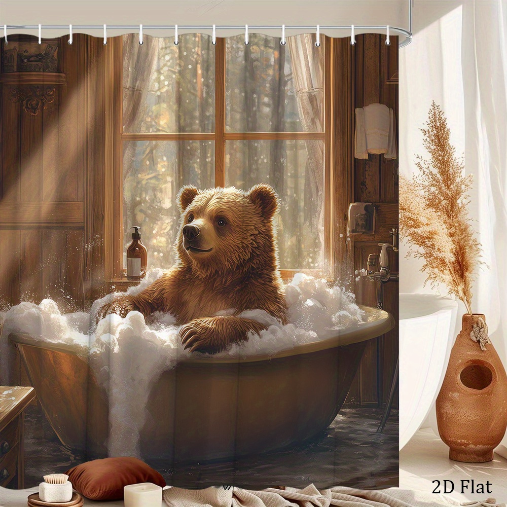 Bear Shower Curtain Featuring  - Home Bathroom Tub avaliação e preço