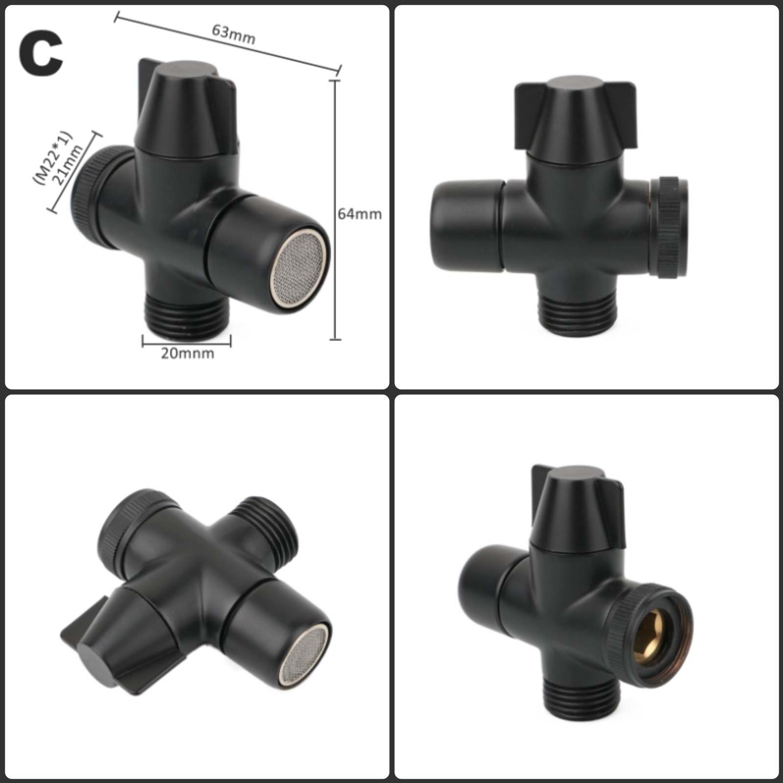 Black Brass Shower Arm Adapter - Home Kitchen Bathroom Marketing avaliação e preço