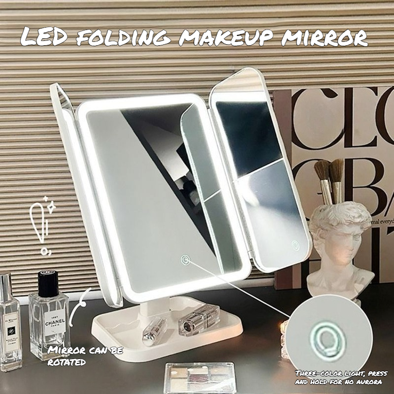 Dual Door 3-Fold Makeup Mirror - Home Goods Bathroom Mirrors avaliação e preço