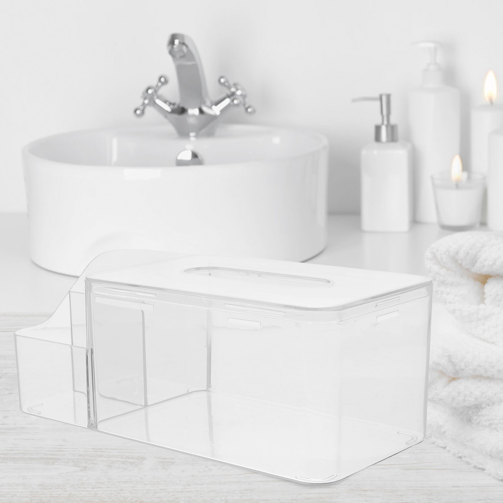 Desktop Tissue Box Holder Cove - Home Bathroom Paper Towel Holder avaliação e preço