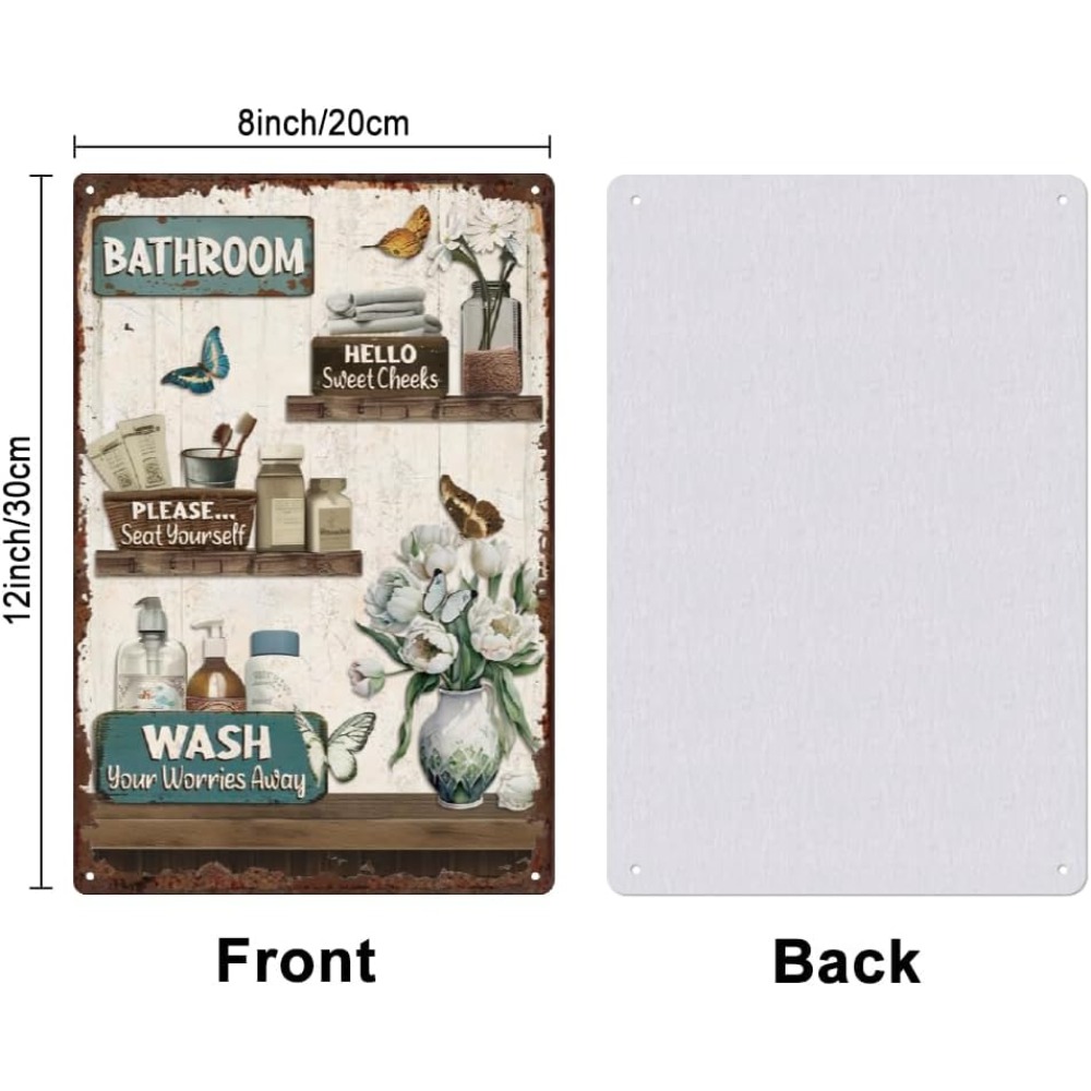 Bathroom Floral Tin Signs Vint - Home Bathroom Wall Art avaliação e preço