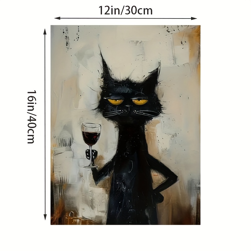 Chic Black Cat Art Canvas Prin - Home Bathroom Pictures avaliação e preço