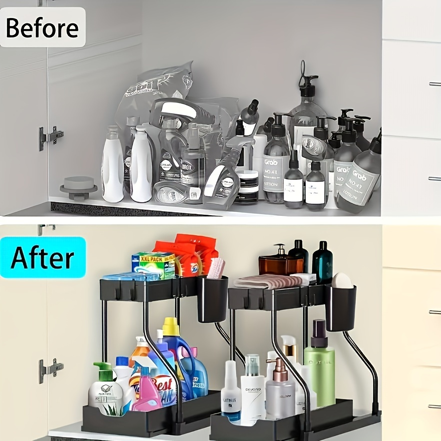 Under Sink Organizer Pull Out  - Home Essentials Bathroom Organizer avaliação e preço